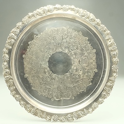 Ranliegh Silver Plates Tray With Inscription 'Air-Vice Marshal D.A. Creal, C.B.E., R.A.A.F. From Members of H.M.P.E. Branch, 28th February 1964'