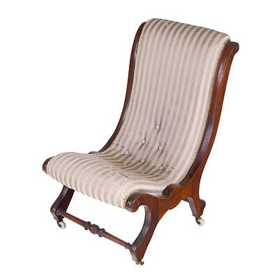 Victorian Walnut Slipper Chair Circa 1880