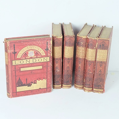 Six Antiquarian Gilt Tooled and Bound Volumes Of The Old and New London Times