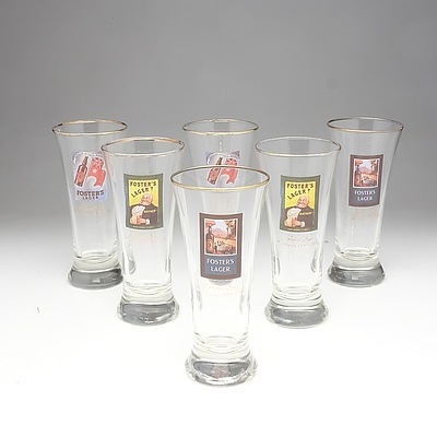 Six Foster's Lager Centenary 1888-1988 Beer Glasses