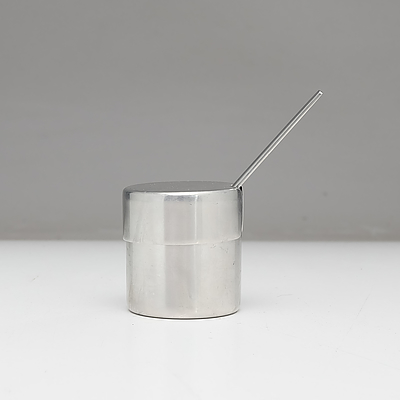 George Jensen Danish Stainless Steel Sugar Bowl with Internal Enamel Glaze