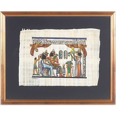Two Egyptian Paintings on Papyrus Paper
