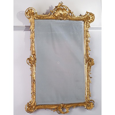 A Fine French Louis XV Giltwood and Moulded Gesso Mirror, Late 18th Century