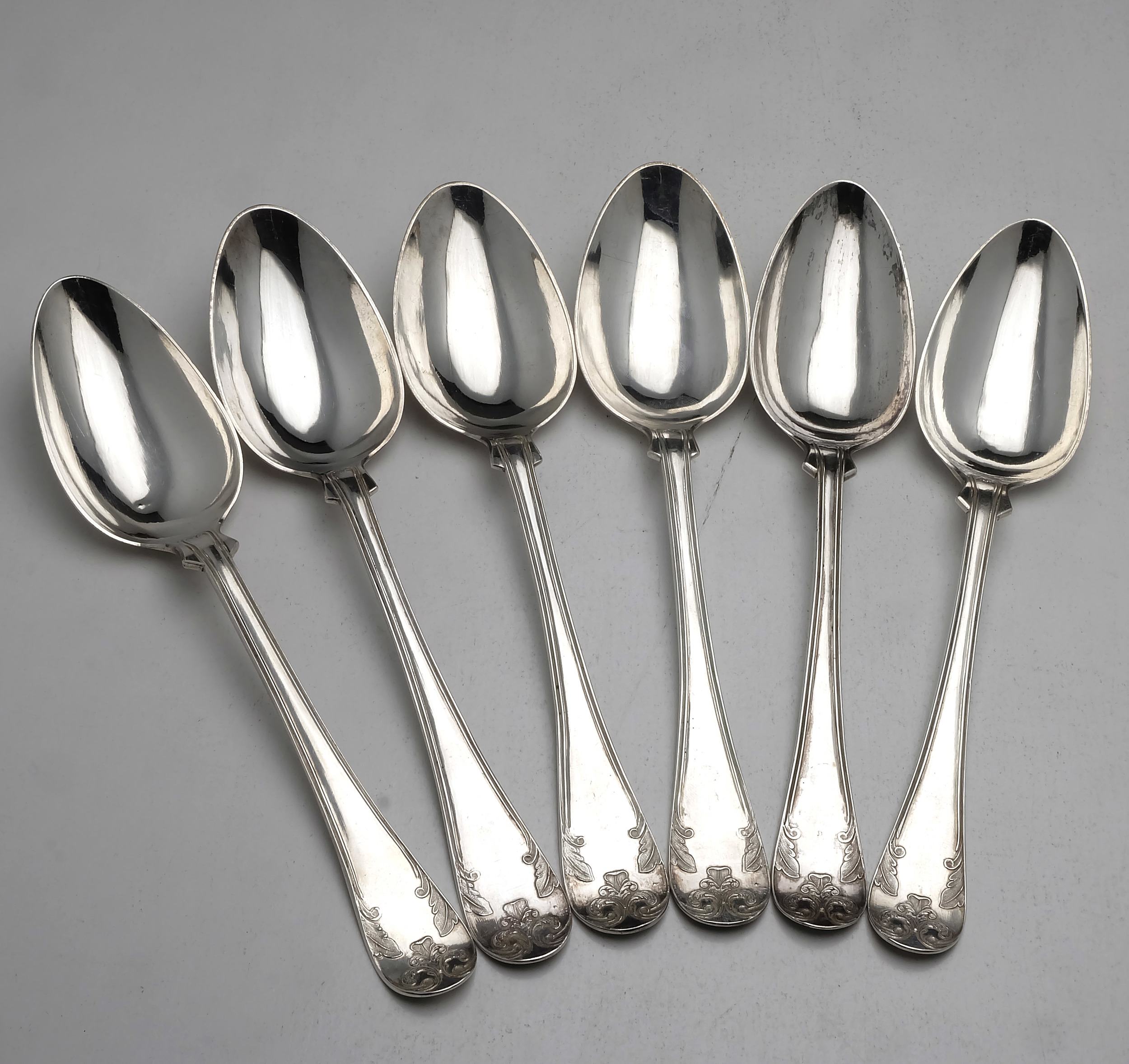 'Six Compiled Swedish Silver Serving Spoons, Including Three A Johanson 1877 381g'