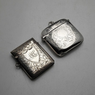 Two Sterling Silver Vestas, Including Chester Richmond Parker 1901 62g