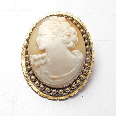 Rolled Gold Mounted Cameo Brooch