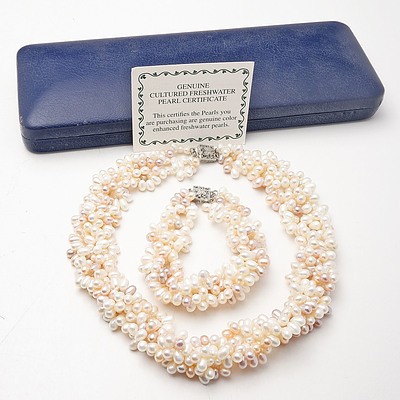 Freshwater Pearl Necklace With Matching Bracelet