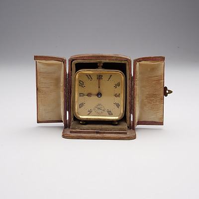 Vintage French Brass Cased Traveling Alarm Clock