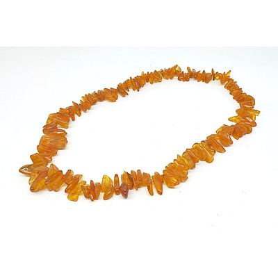 Natural Amber Necklace, Baroque Bright Orange Pieces