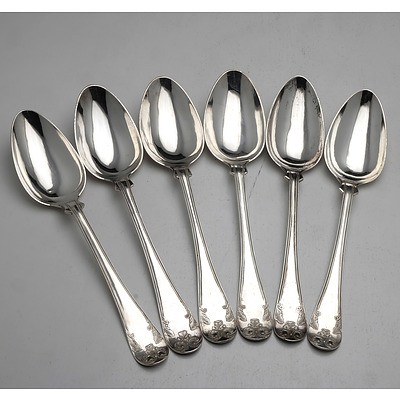 Six Compiled Swedish Silver Serving Spoons, Including Three A Johanson 1877 381g