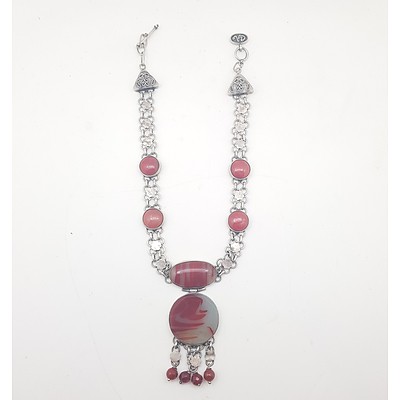 Two Sterling Silver and Semi-Precious Stone Necklaces