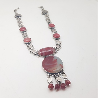 Two Sterling Silver and Semi-Precious Stone Necklaces