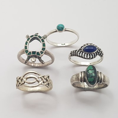 Five Sterling Silver Rings