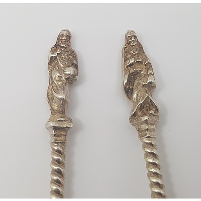 Large Sterling Silver Decorative Apostle Spoons