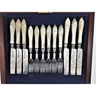 Sterling Silver Fish Service in Wooden Presentation Box