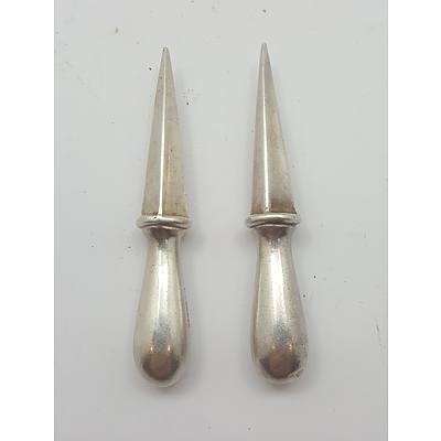 Pair Of Sterling Silver English Hallmarked Corn Holders