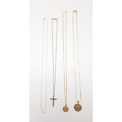 Assorted 9ct Yellow Gold Necklaces and Charms