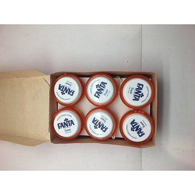 New Old Stock Mid 80's Fanta Yoyo's - Box of 12 in Original Point of Sale Counter Top Box