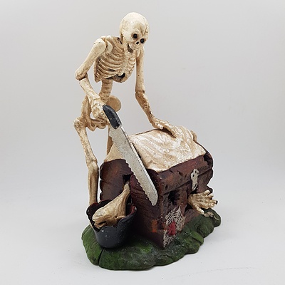 Solid Cast Iron Wind Up Skeleton Money Box
