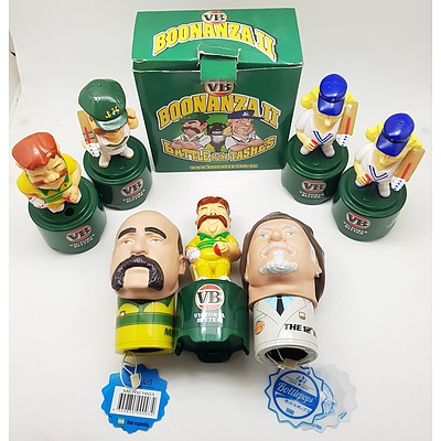 Assorted VB Boonie, Botham Figurines and Cricket Bottle Toppers
