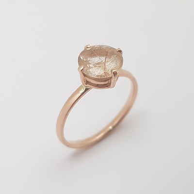 10ct Rose Gold and Rutilated Quartz Ring
