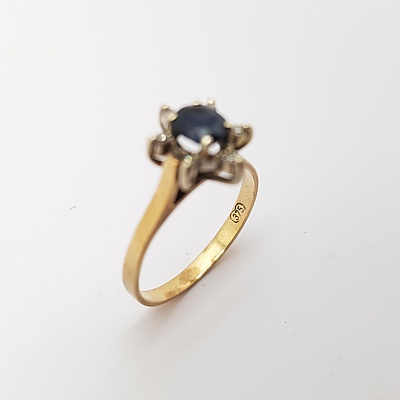 9ct Yellow Gold, Diamond and Sapphire Ring