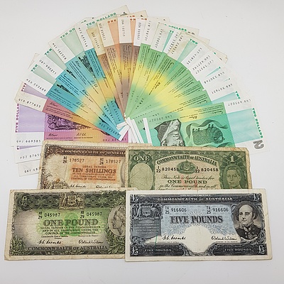 Collection of Australian Banknotes - Pre-Decimal and Paper Notes (Assorted grades up to Uncirculated)