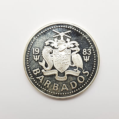 1983 Sterling Silver Barbados $25 Proof Coin for the 30th Anniversary of QEII Coronation