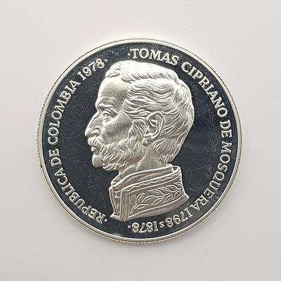 1978 Columbian Commemorative Sterling Silver Proof 500 Peso Coin