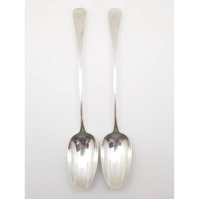 George III Long Stem Sterling Silver Stuffing Spoons - Richard Crossley, London 1796