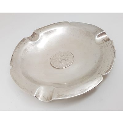 Peruvian Silver Ashtray Inset with a 1908 Silver Half Sol Coin, 107g