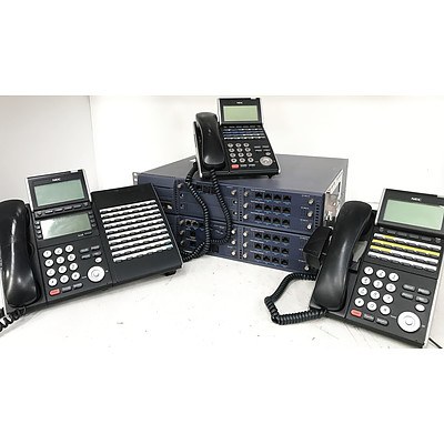Bulk Lot of NEC DT300 Series IP Office Phones with 2 PABX & Plantronic Headsets with Docks