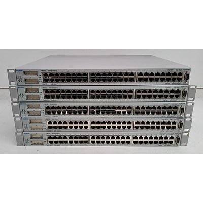 Nortel (470-48T-PWR) 48-Port Managed Fast Ethernet Switch - Lot of Five