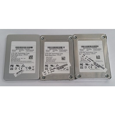 Lite-On CV3-CE256 & LCH-128V2S 2.5" Solid State Drives - Lot of Three