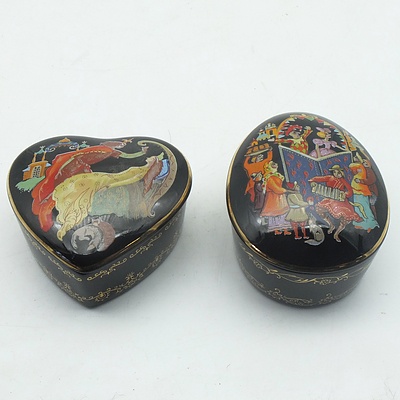 Two Franklin Mint Music Box Jewelry Containers "The Sleeping Beauty" and "Petrouchka"