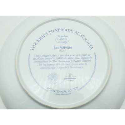 Nine Limited Edition Australian Collectors Treasury Nautical Plates, including Ships of the First Fleet and Sydney Cove