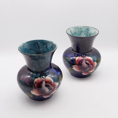 Two Corona Ware Hand Painted Ceramic Vases