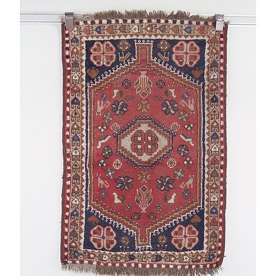 Small Vintage Eastern Hand Knotted Wool Pile Rug