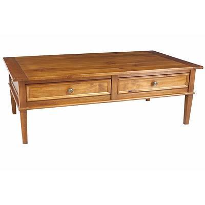 Good Quality Contemporary Pine Coffee Table with Two Drawers