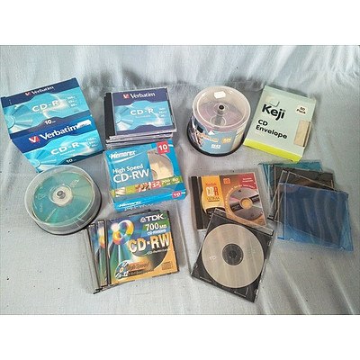 Assorted CD-R, CD-RW & CD Envelopes & empty cases