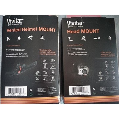 Vivitar pro-action vented helmet mount and head mount - compatible with Go Pro, Ion and most action Camcorders (NEW)