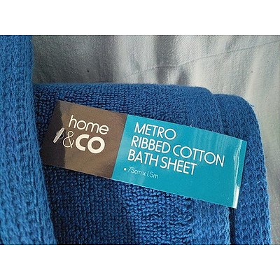 Home & Co Metro Ribbed Cotton Bathsheets, hand towel and face washers (New, with tags)