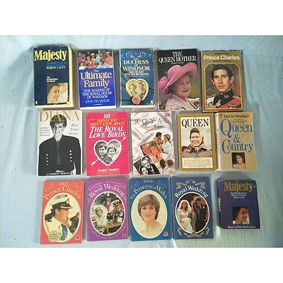 Books: Assorted British Royal family books and Twin Cassette edition of Majesty