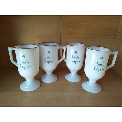 Set of 4 vintage milk glass Irish Coffee mugs by Federal Glassware