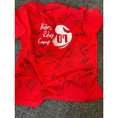 AIS Shirt Bejing Relay Camp 2007 - prior to the 2008 Bejing Olympic Games - signed by members of The AIS Swim Team