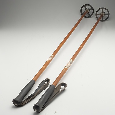 Pair of Vintage Sparta Bamboo Ski Poles