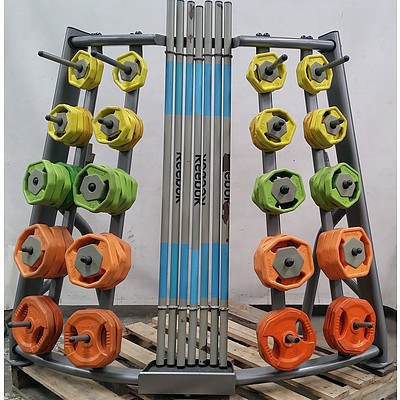 Weight Tree with Barbells and Free Weights