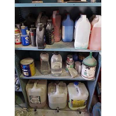 Assorted Lot of Chemicals, Oil, Coolant, Cleaners, Polish & More