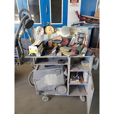 Sanding Cabinet On Wheels & Contents
