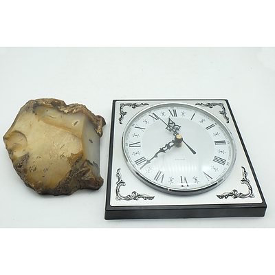Vintage Junghans Quartz Wall Clock and a Piece of Agate